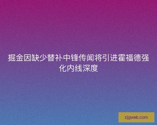 掘金因缺少替补中锋传闻将引进霍福德强化内线深度